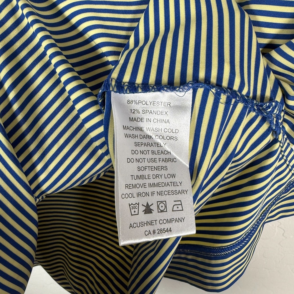 Footjoy‎ Polo Shirt Mens Large Yellow Blue Golf Performance Stretch Striped - Picture 6 of 9